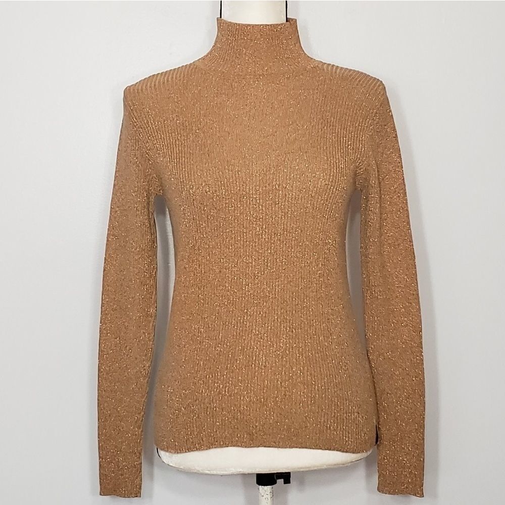 CK JEANS metallic turtleneck fitted shape sweater